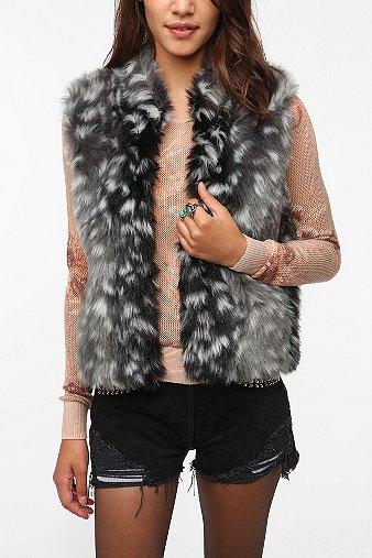 Pins And Needles Faux Fur Vest - Black - M